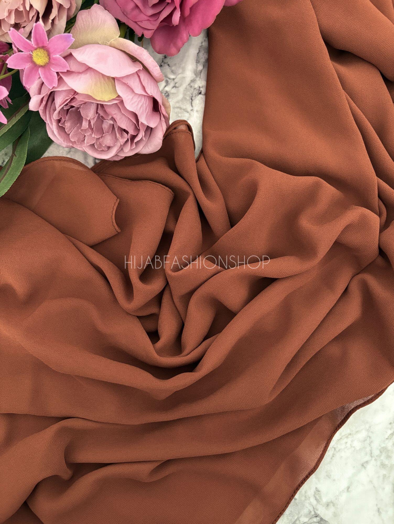 burnt umber plain chiffon hijab