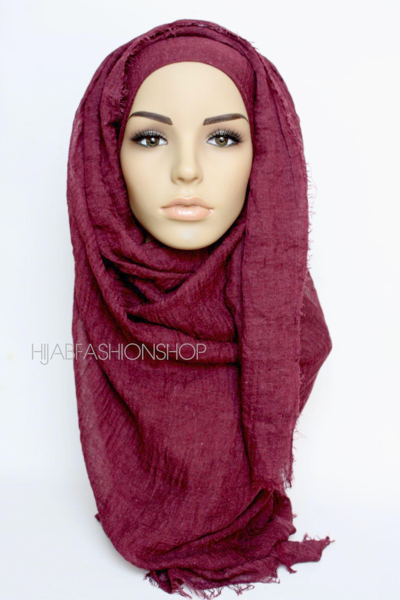 maroon crimp crinkle hijab