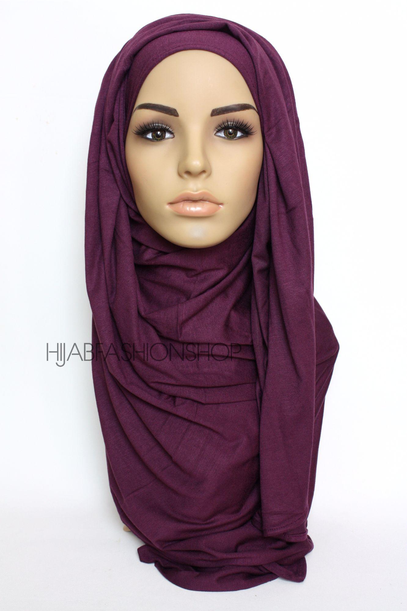 aubergine plain jersey hijab