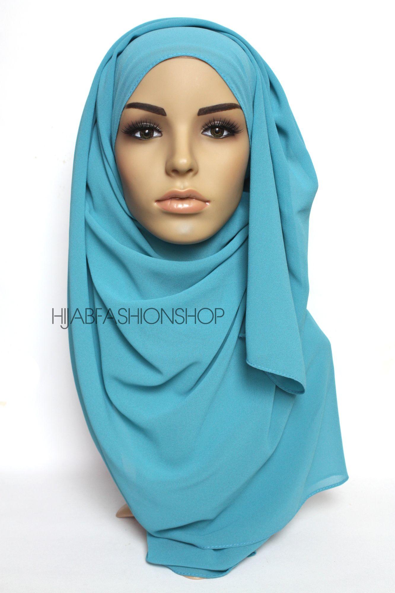turquoise crepe chiffon hijab