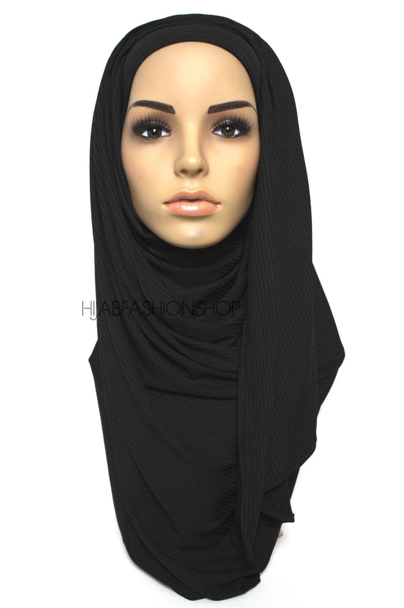black ribbed jersey hijab