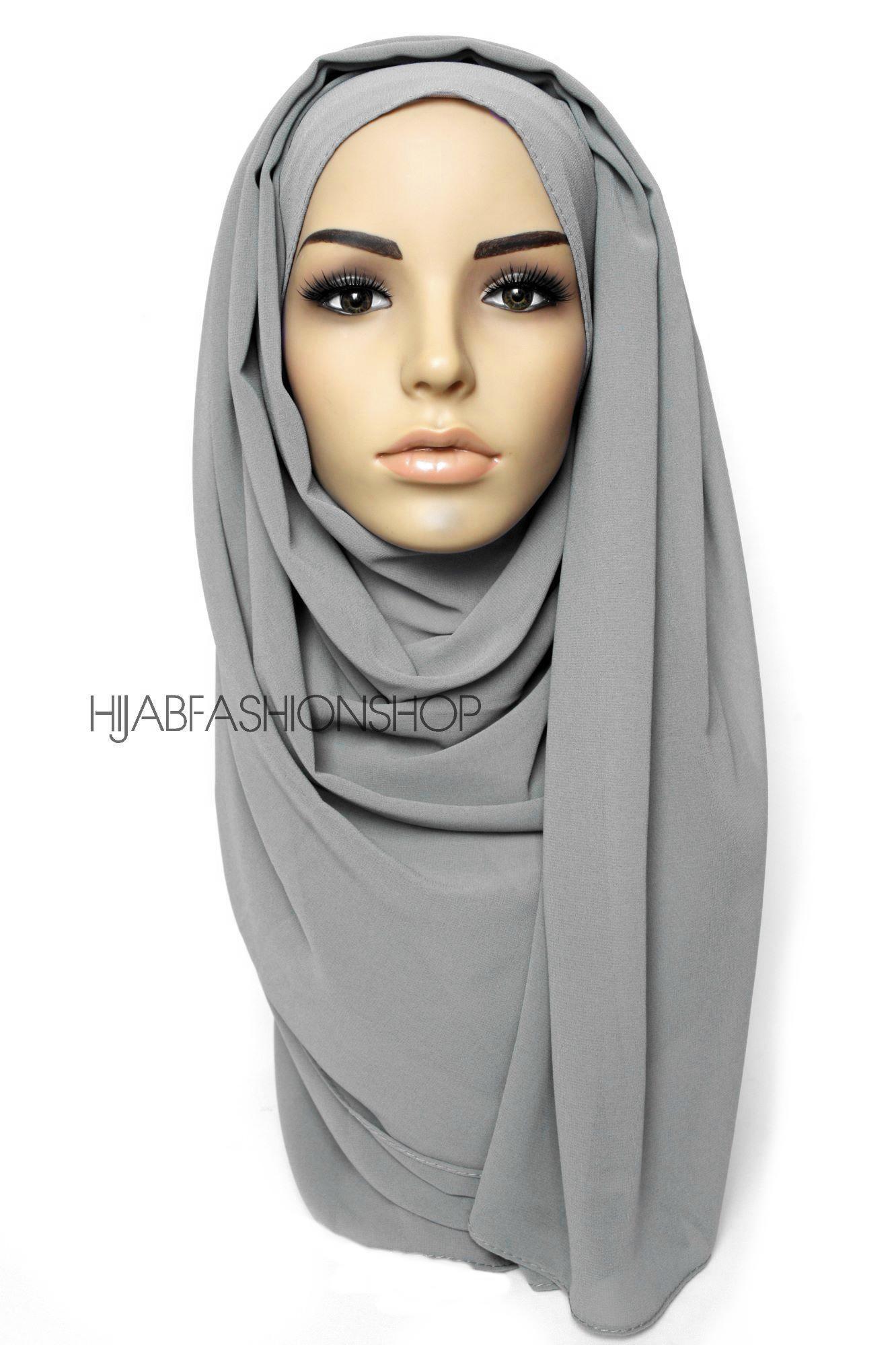 grey crepe chiffon hijab