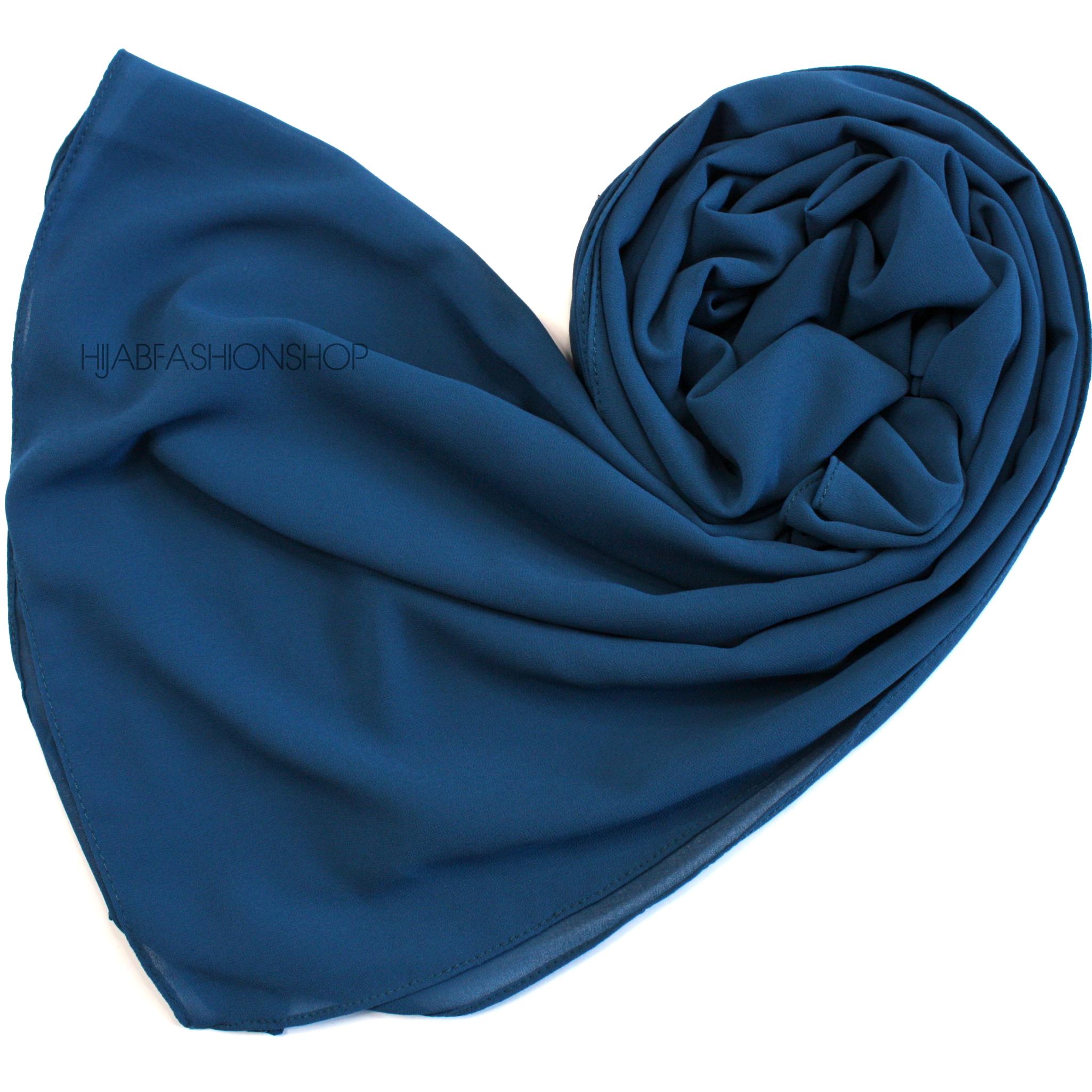 teal blue crepe chiffon hijab