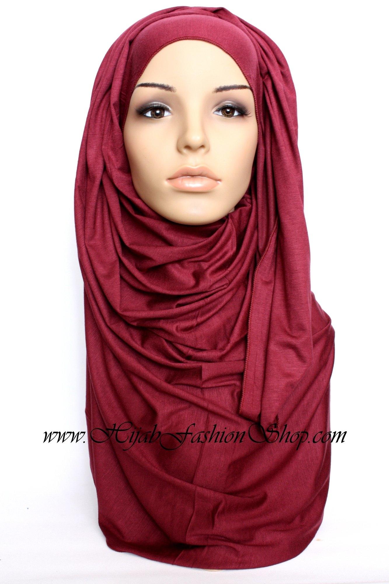 maroon plain voscose hijab