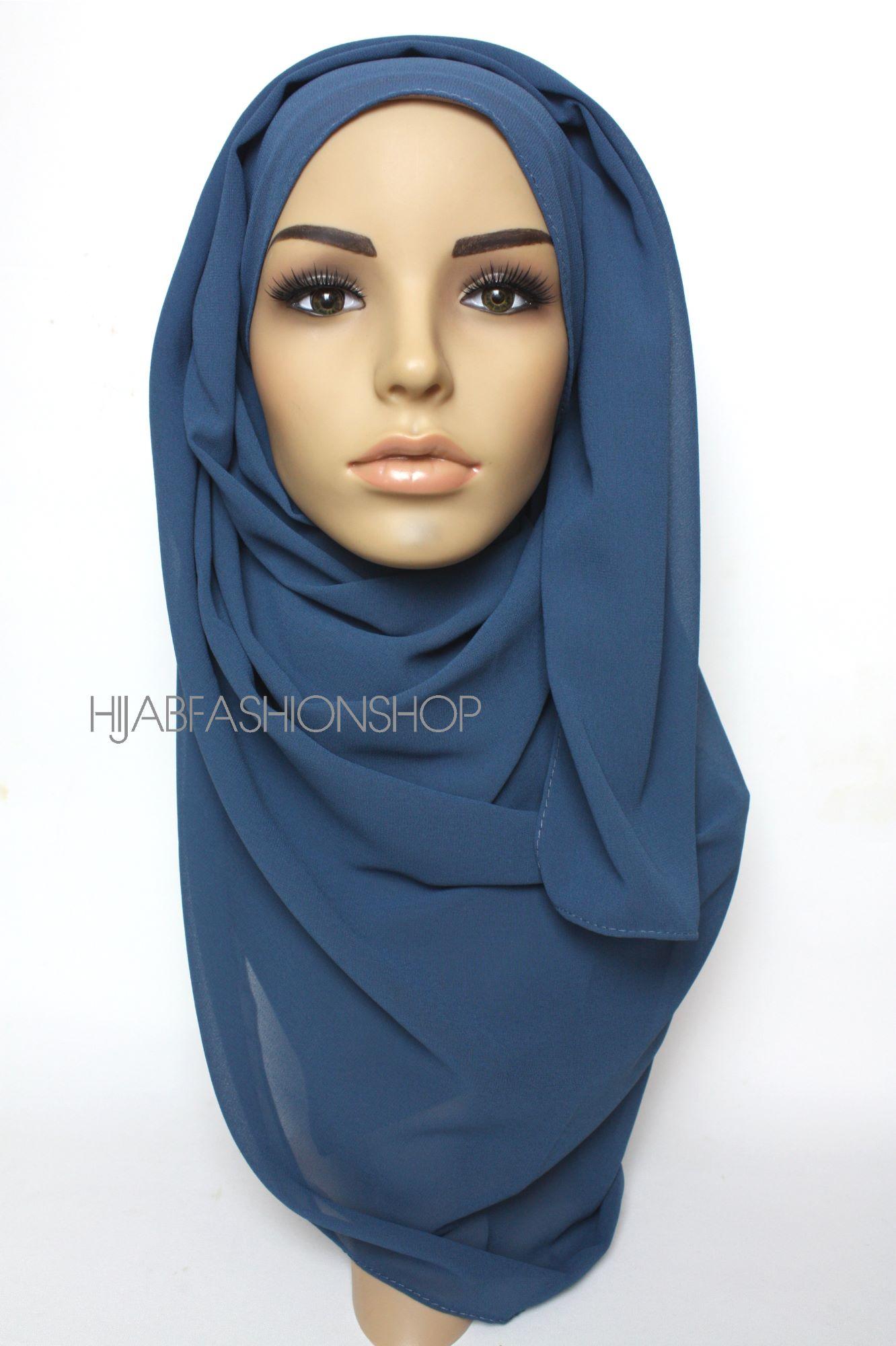 cobalt denim crepe chiffon hijab