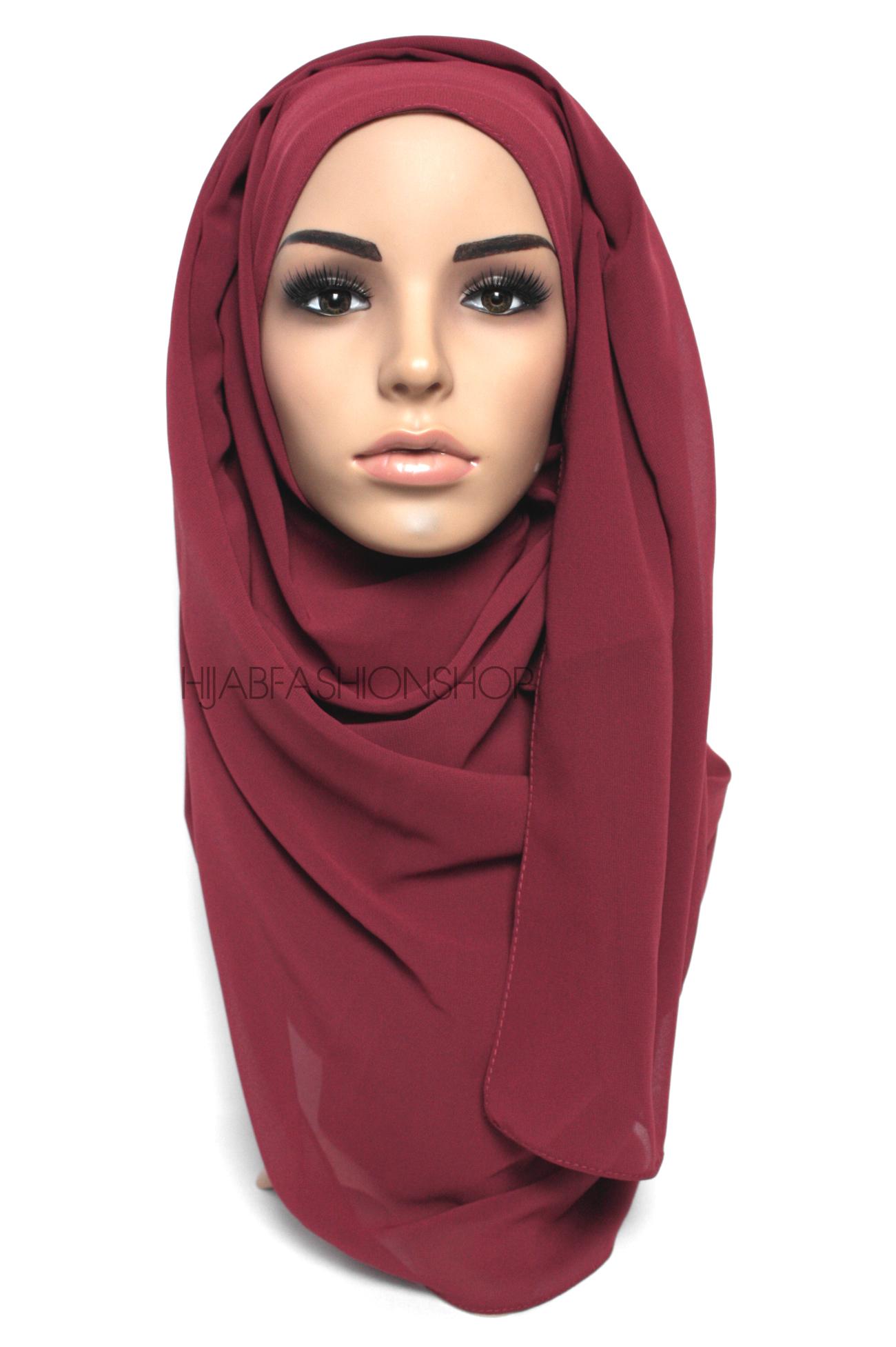 burgundy chiffon hijab