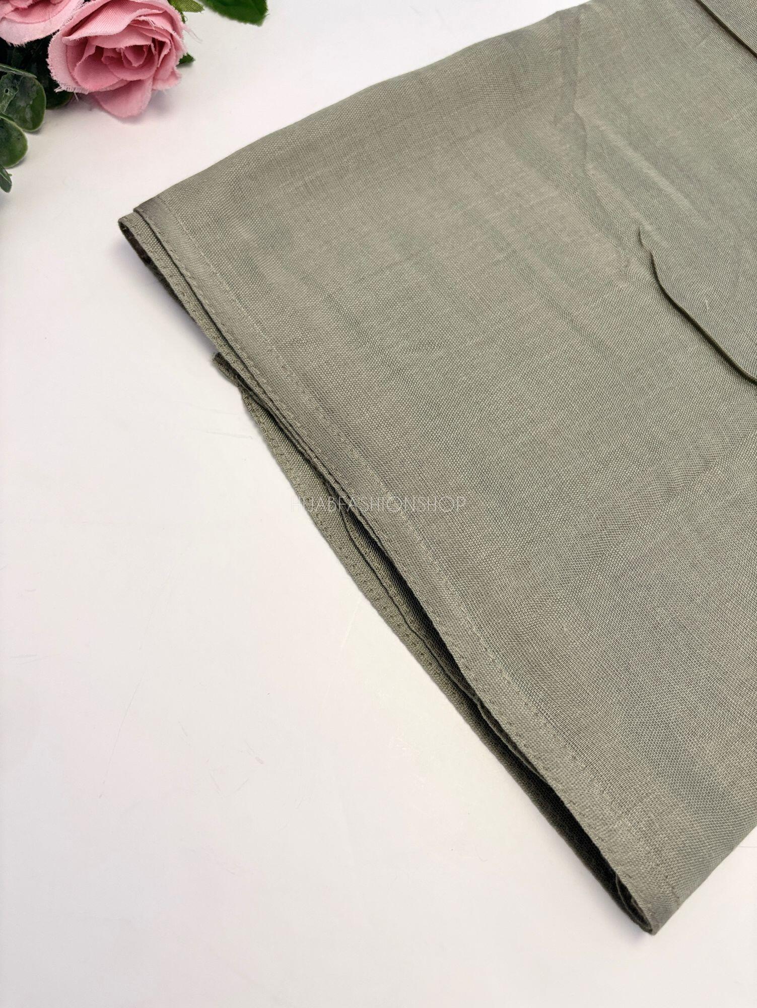 sage premium 100% modal double stitched hijab close up