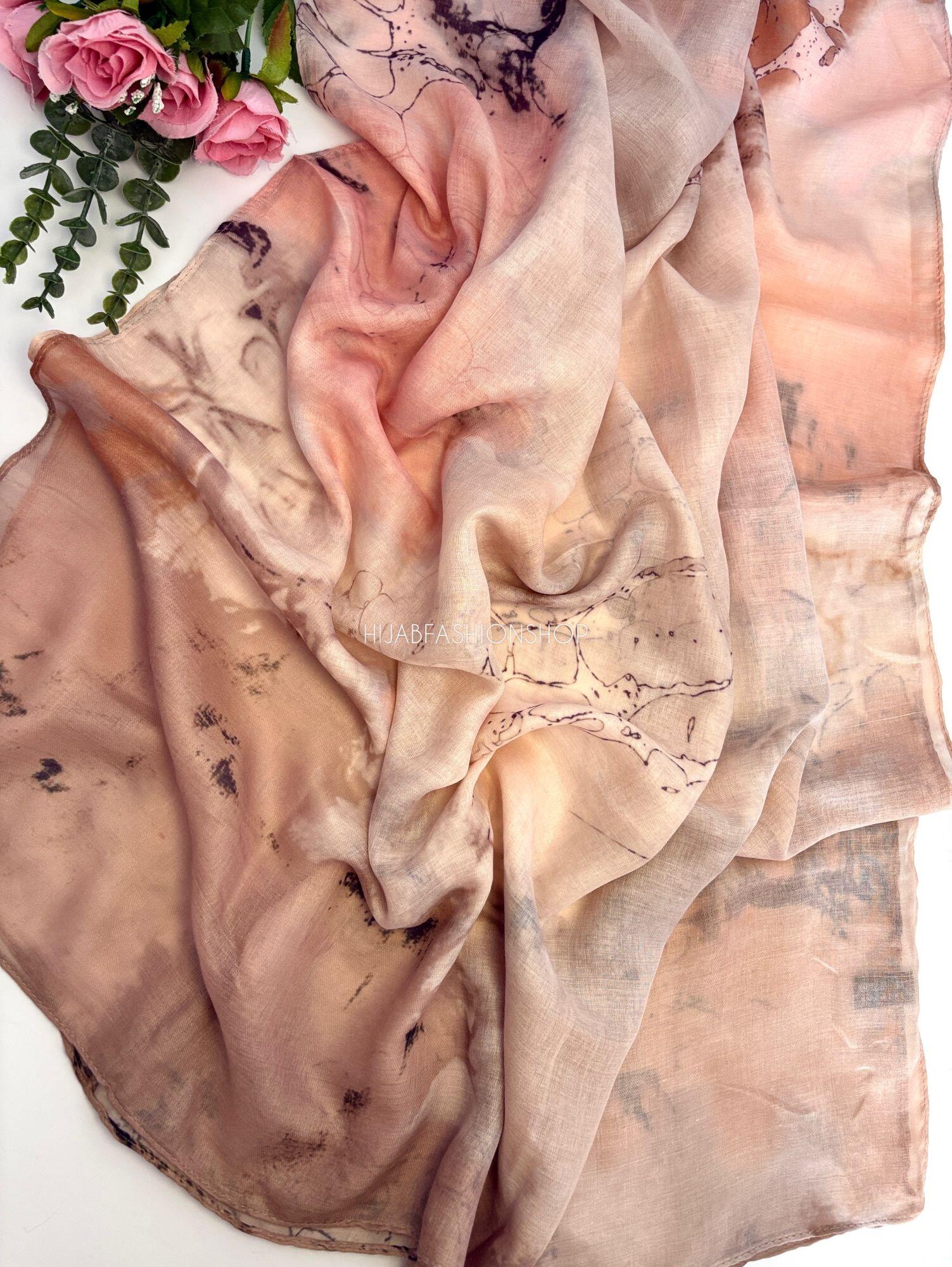 peach marble watercolour modal hijab