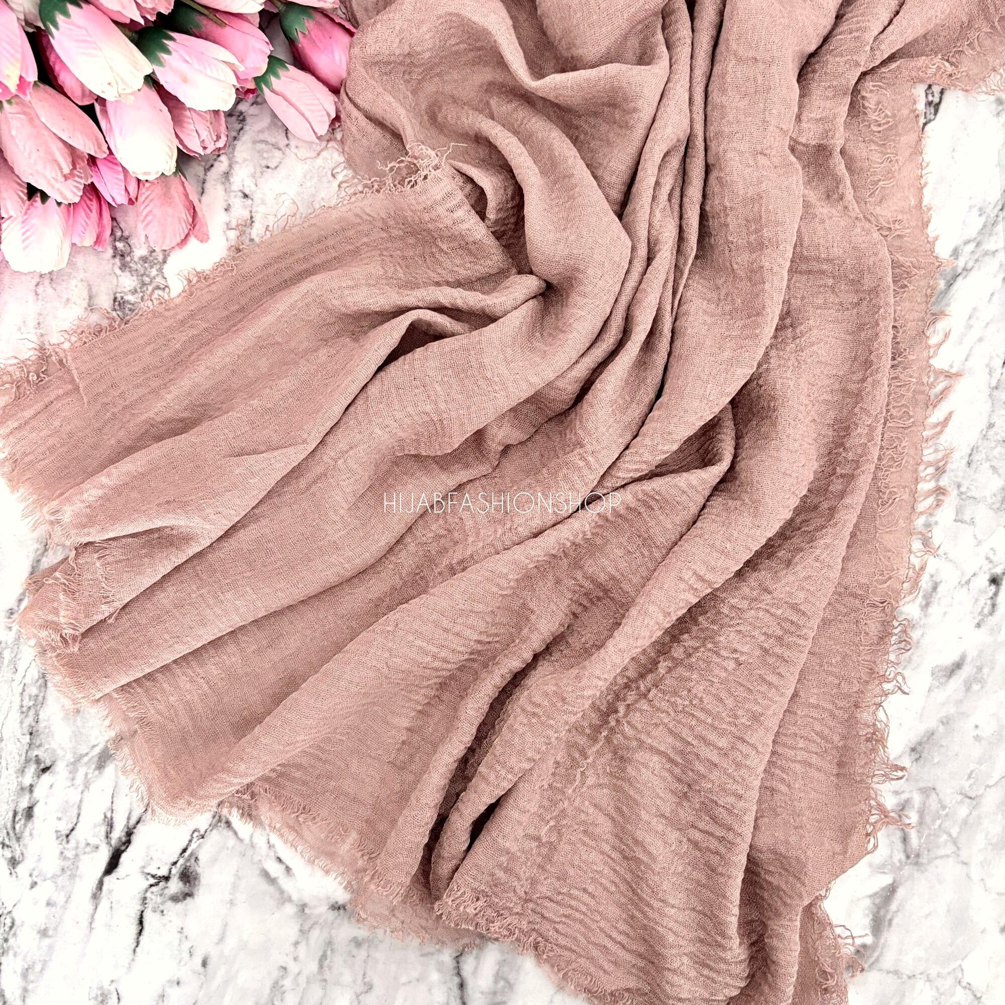 clay beige crimp crinkle hijab