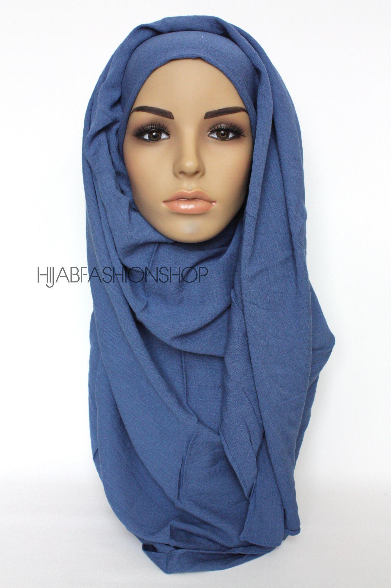 blue rayon crinkle hijab