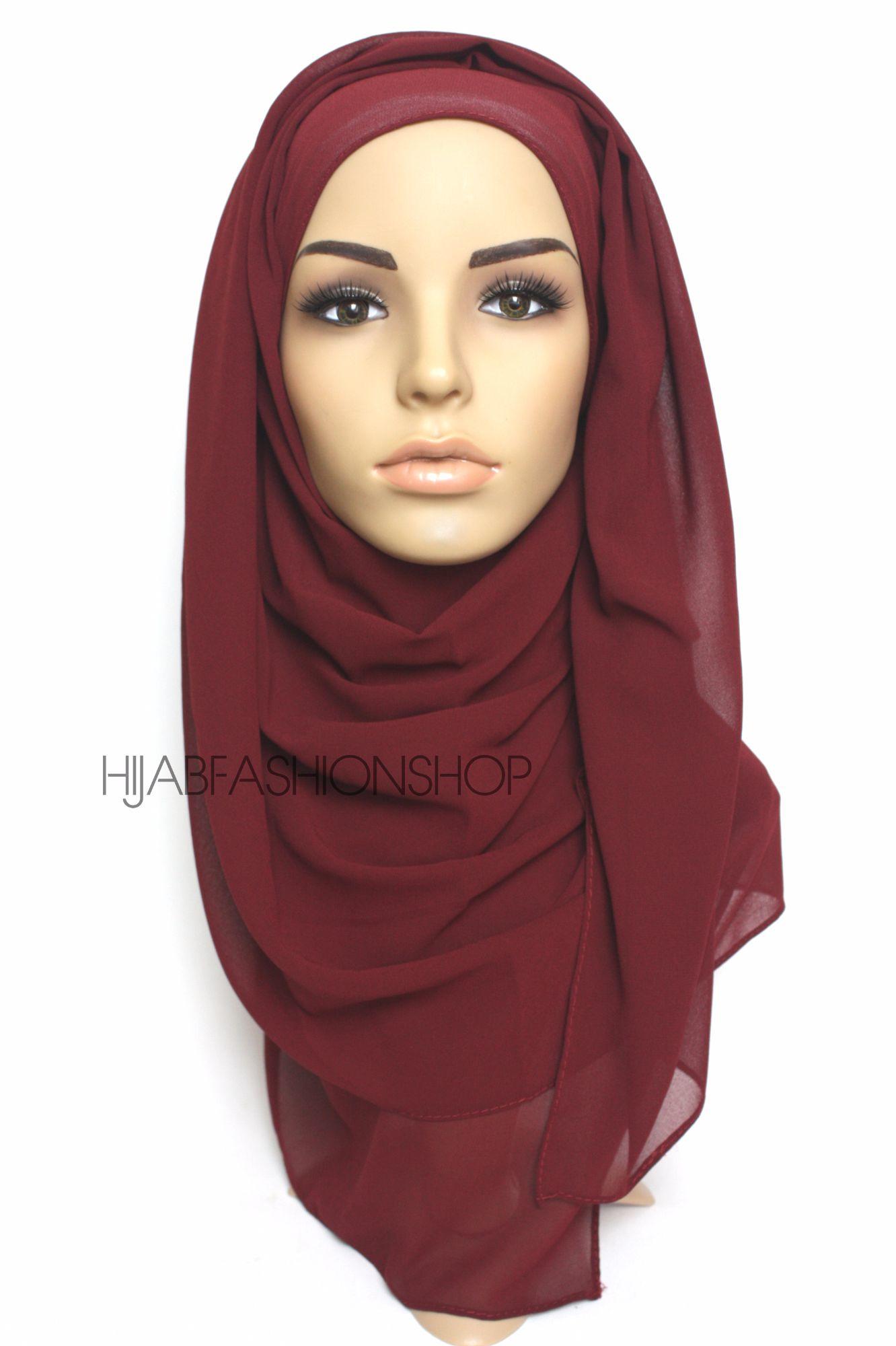 maroon crepe chiffon hijab