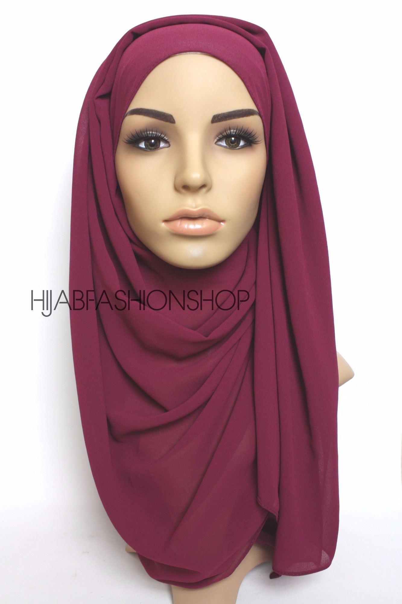 berry maroon crepe chiffon hijab