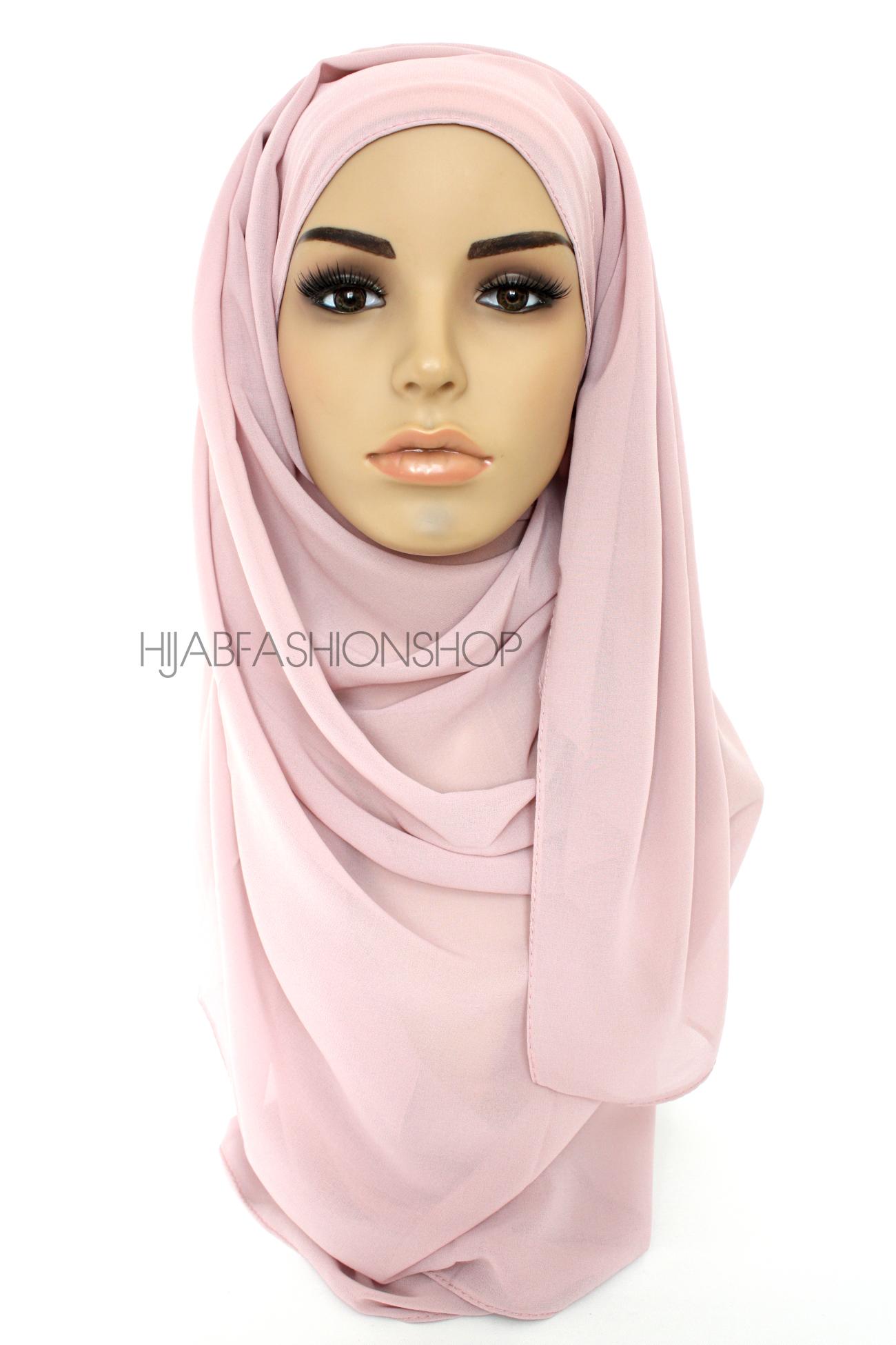 dusty pink chiffon hijab