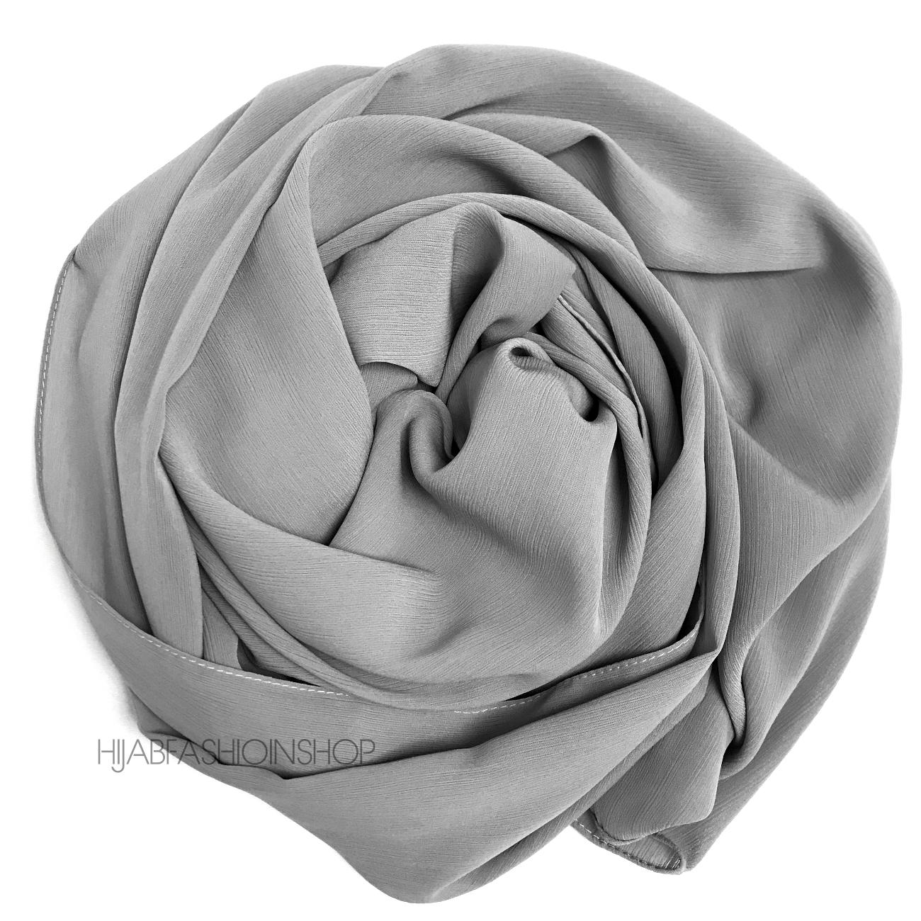 grey crinkle chiffon hijab