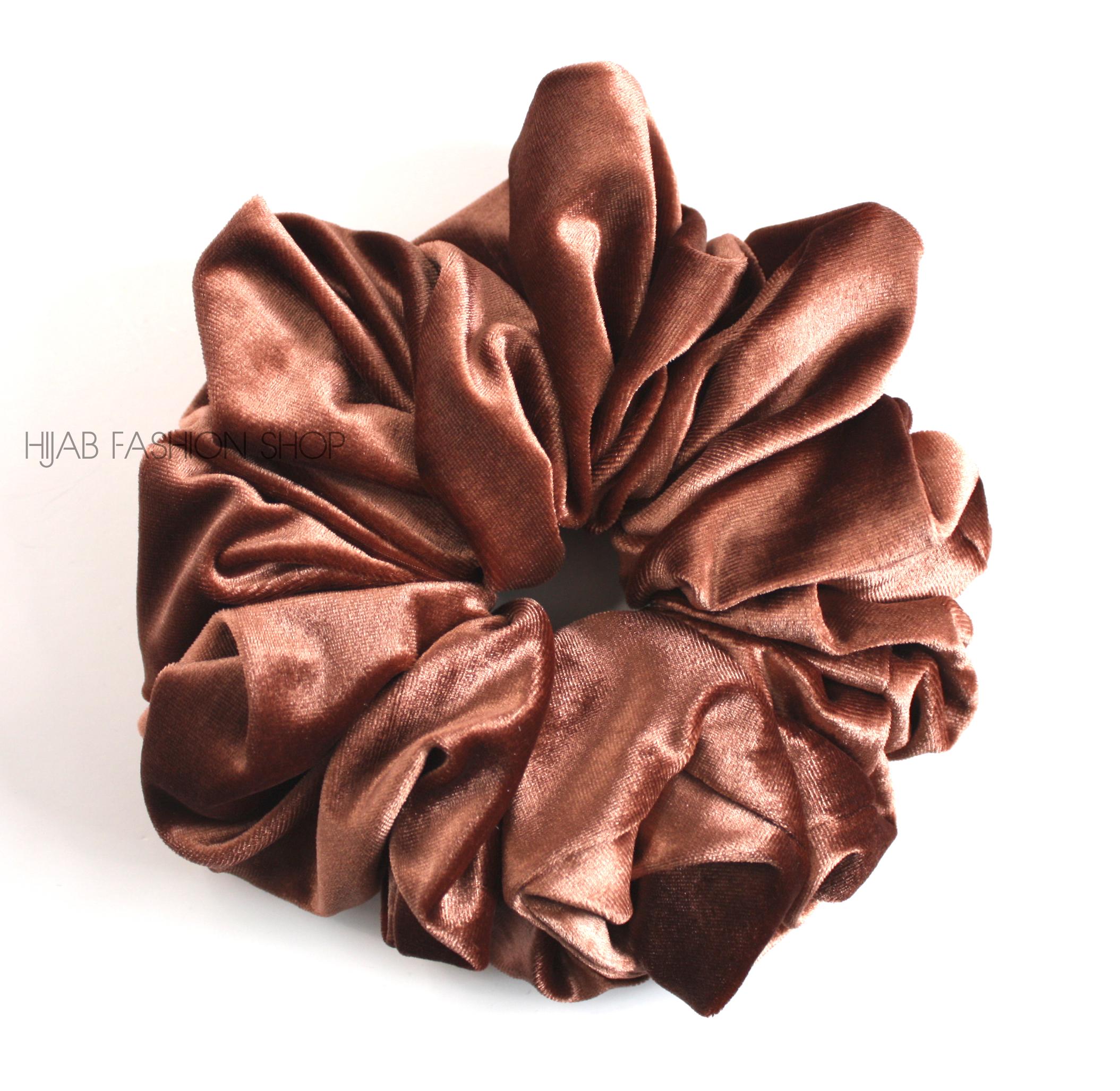 brown velvet hijab scrunchie