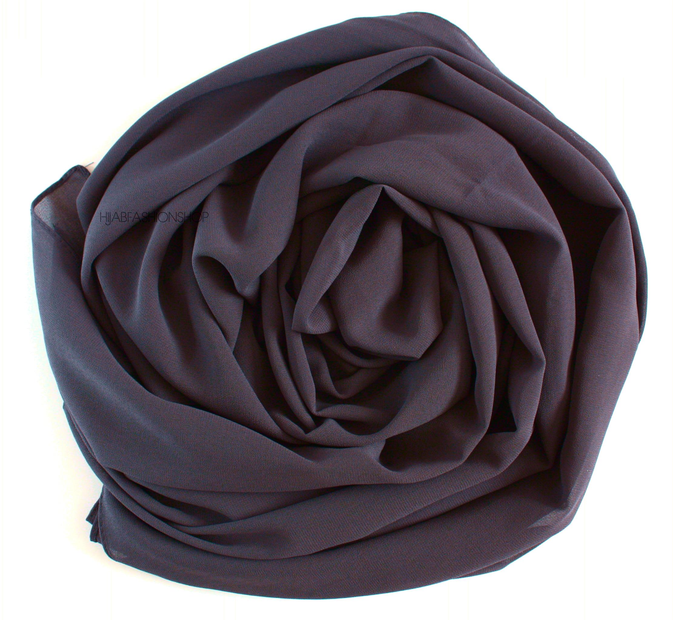 charcoal maxi premium crepe chiffon hijab