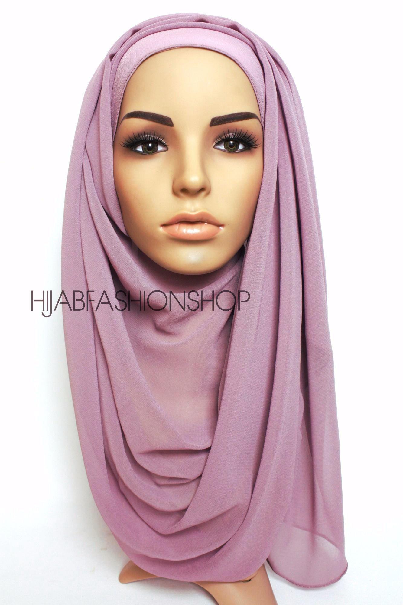 mauve crepe chiffon hijab