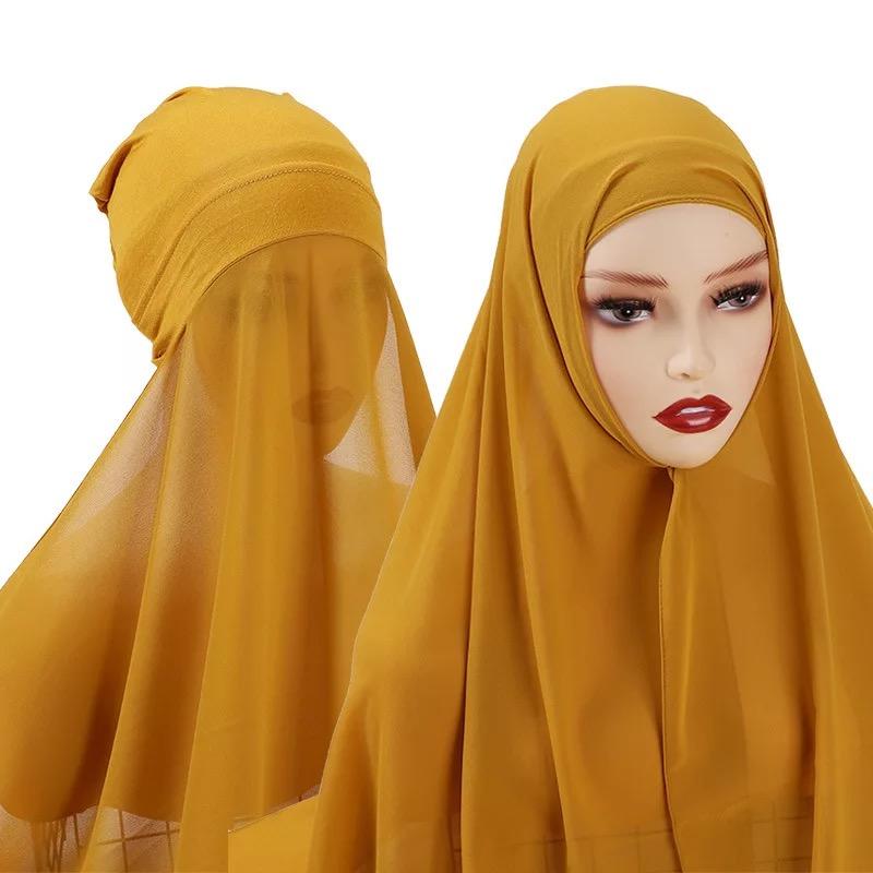 Mustard instant crepe chiffon hijab