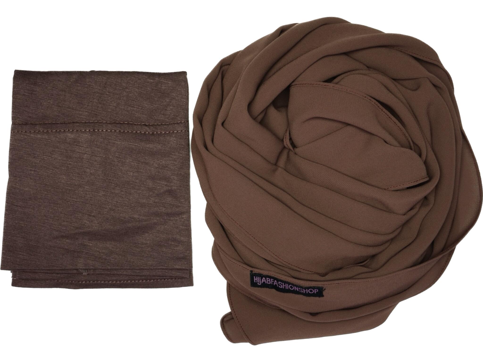 Brown matching hijab and undercap