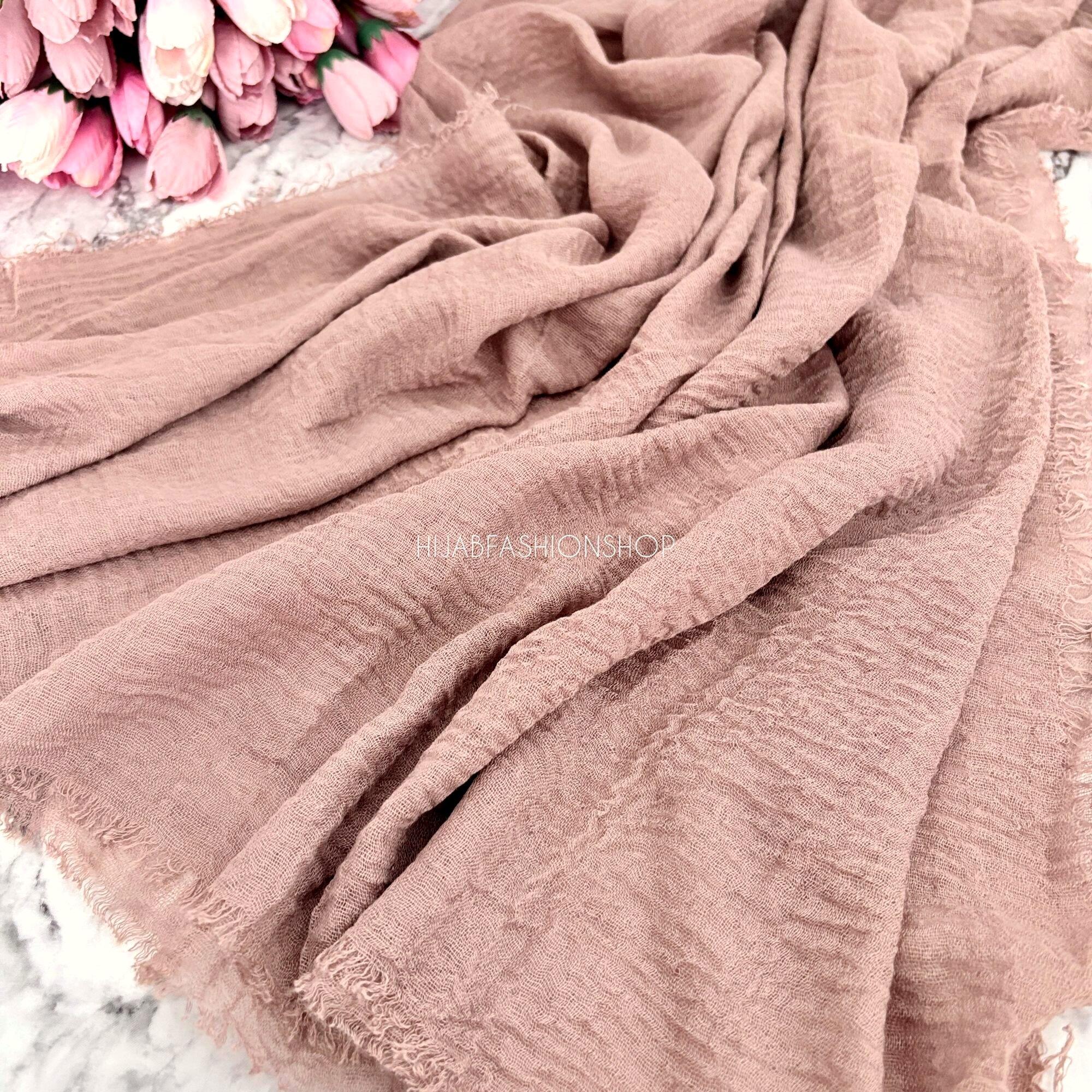 clay beige crimp crinkle hijab
