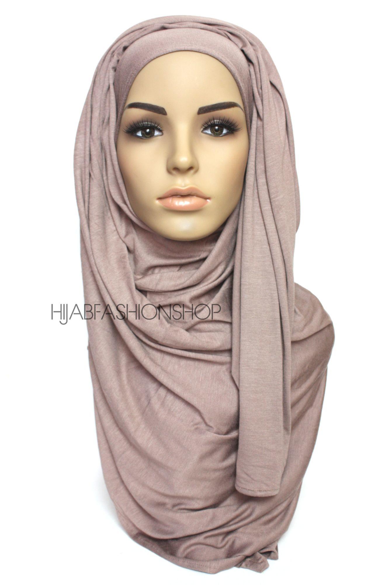 Taupe plain jersey hijab