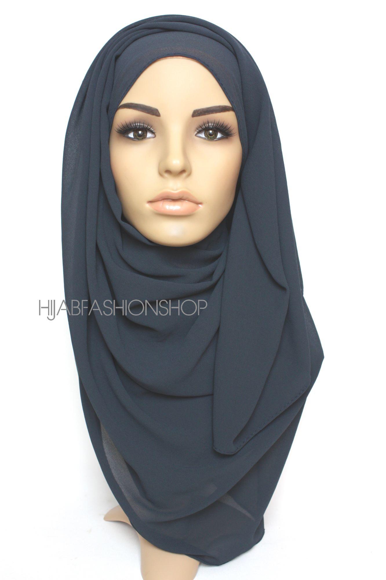 dusky navy crepe chiffon hijab