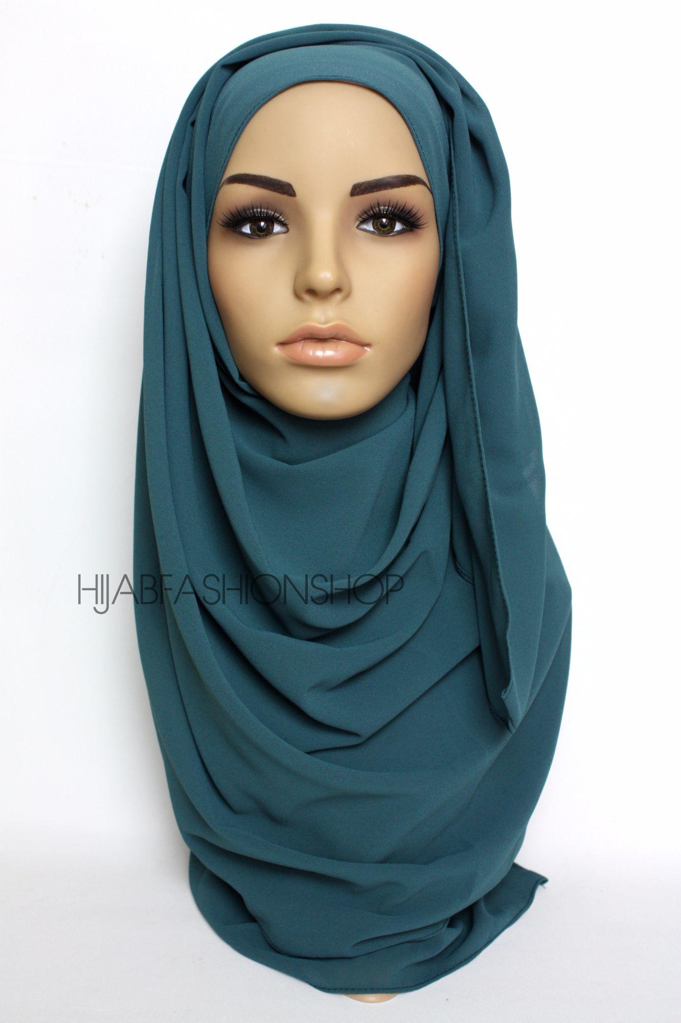 teal crepe chiffon hijab