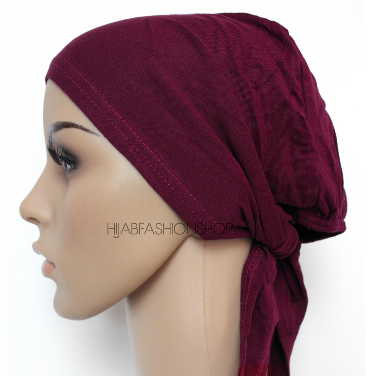 maroon string bonnet