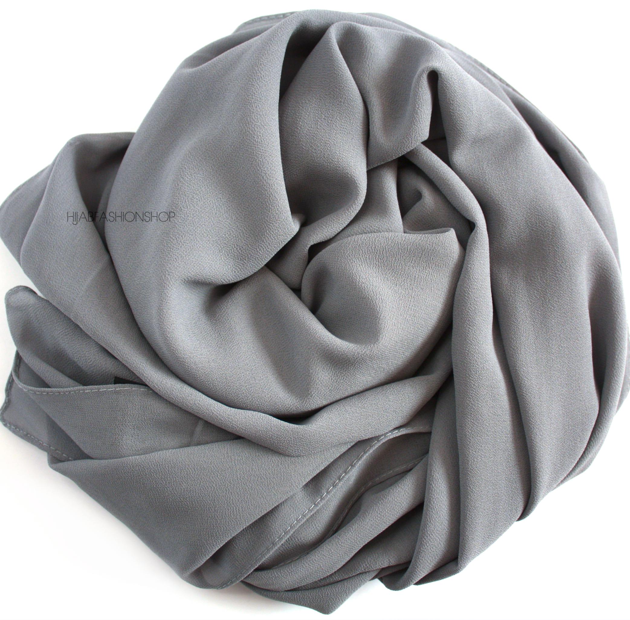 grey maxi premium crepe chiffon hijab