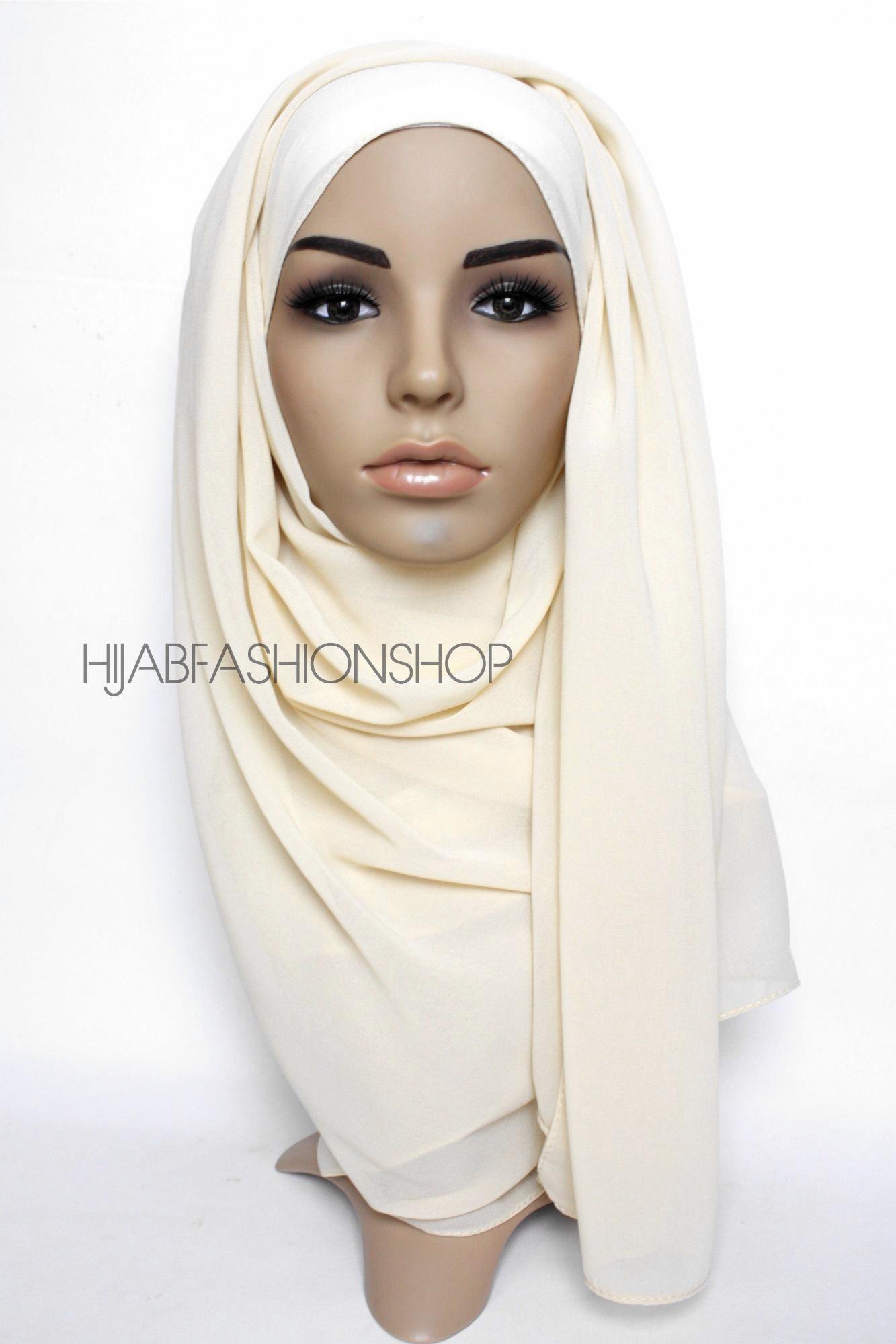 pale cream chiffon hijab