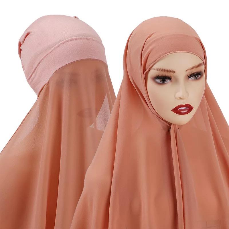 Peach instant crepe chiffon hijab
