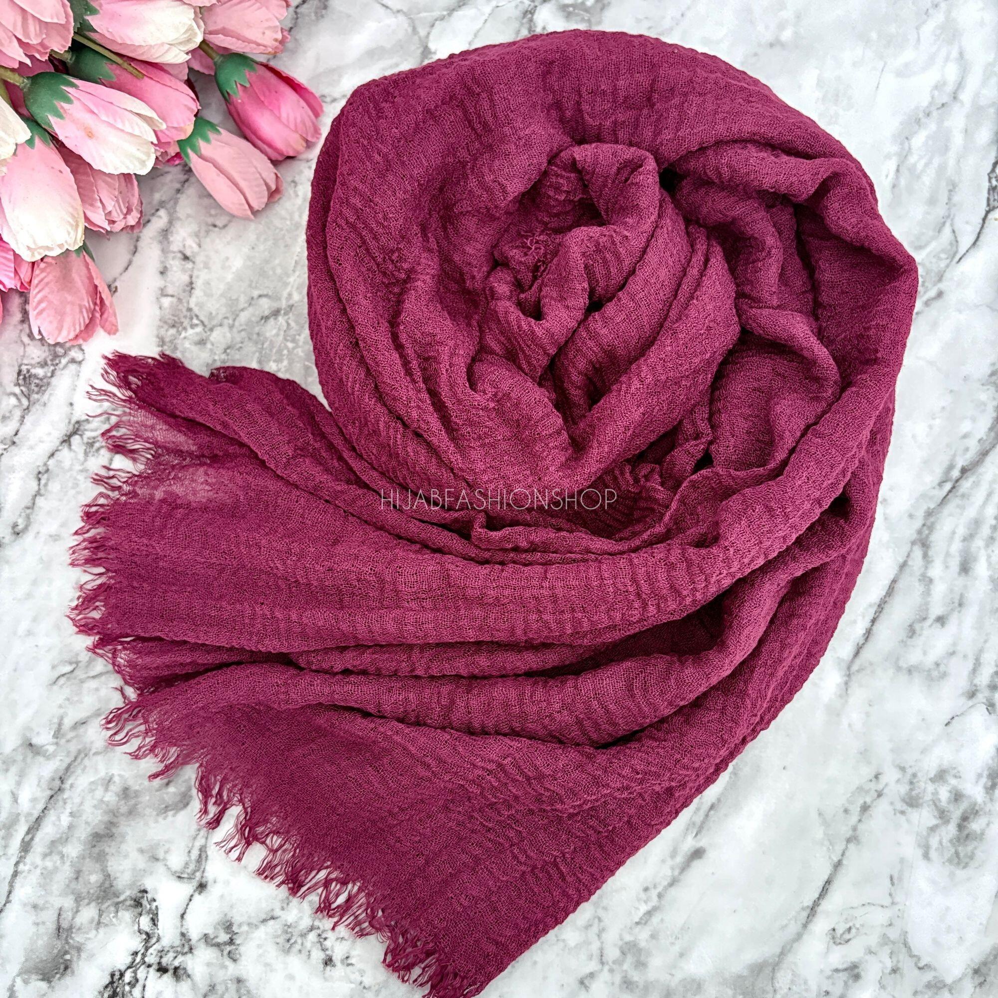 maroon crimp crinkle hijab