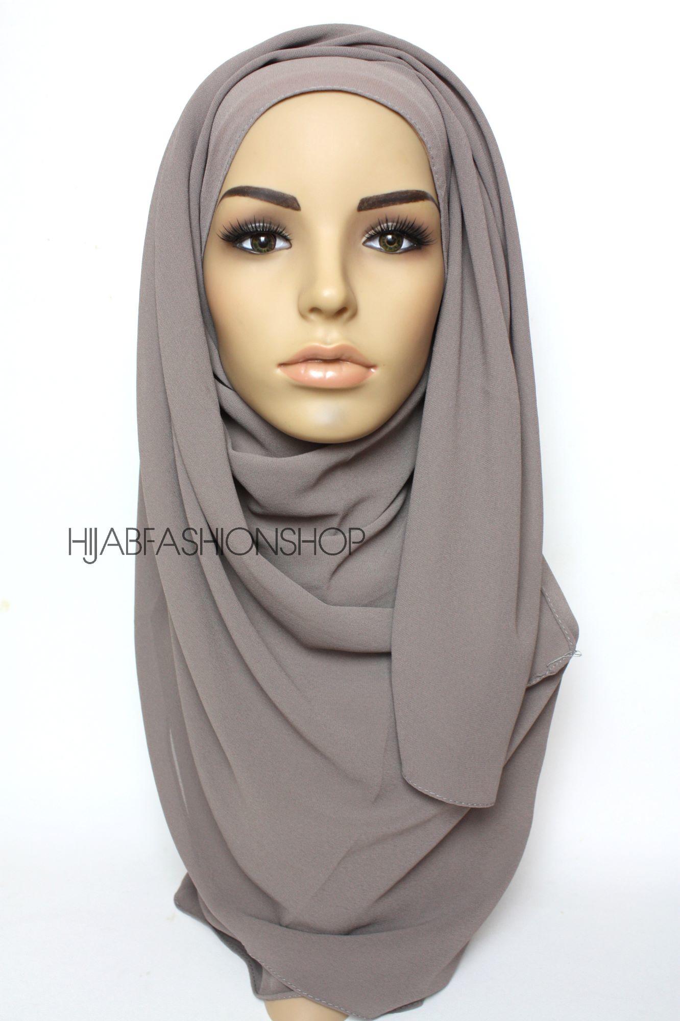 mushroom grey crepe chiffon hijab