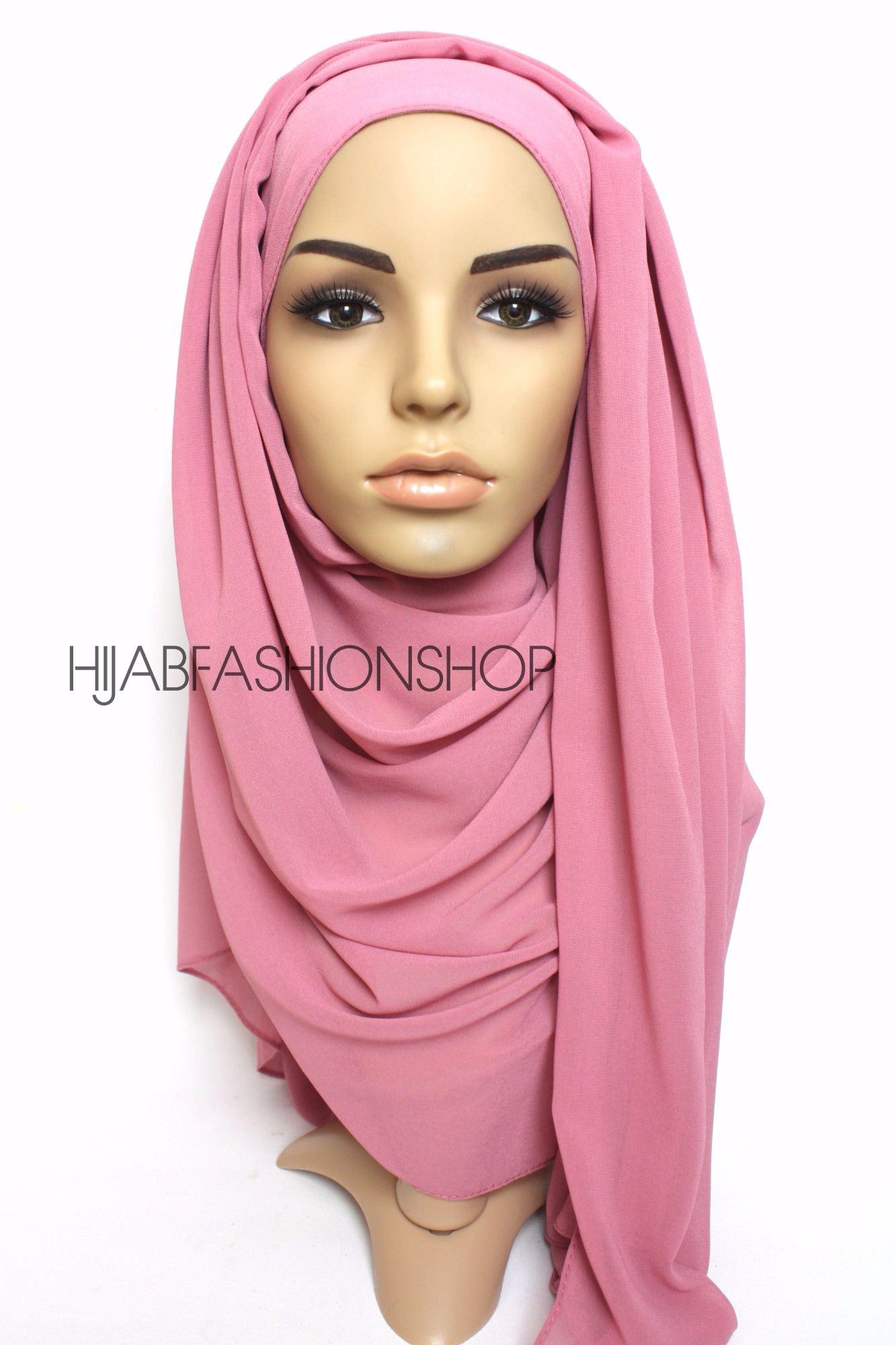 pink crepe chiffon hijab
