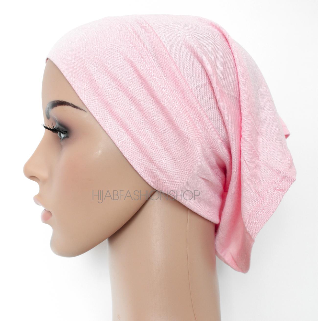 baby pink tube hijab cap