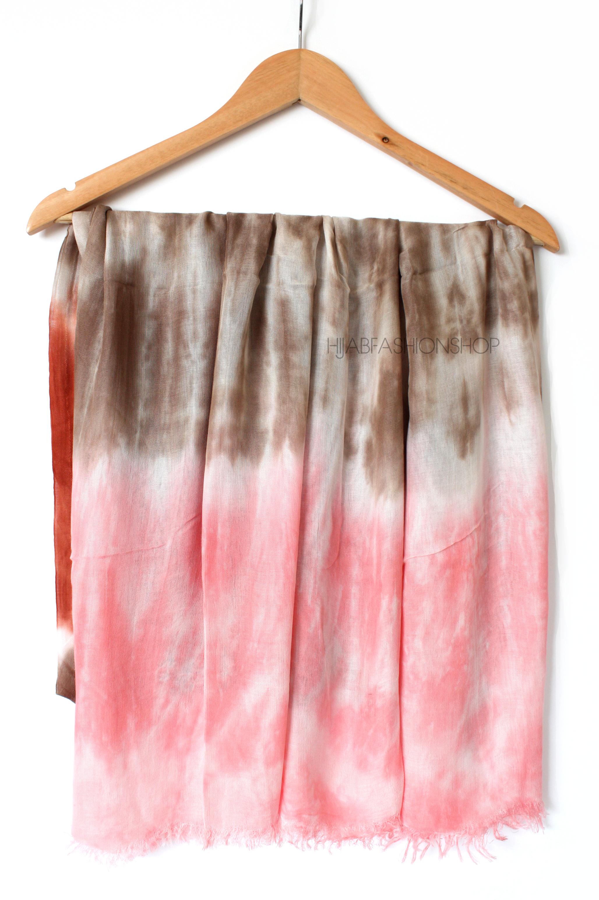 pink, coffe and umber tie dye ombre viscose hijab