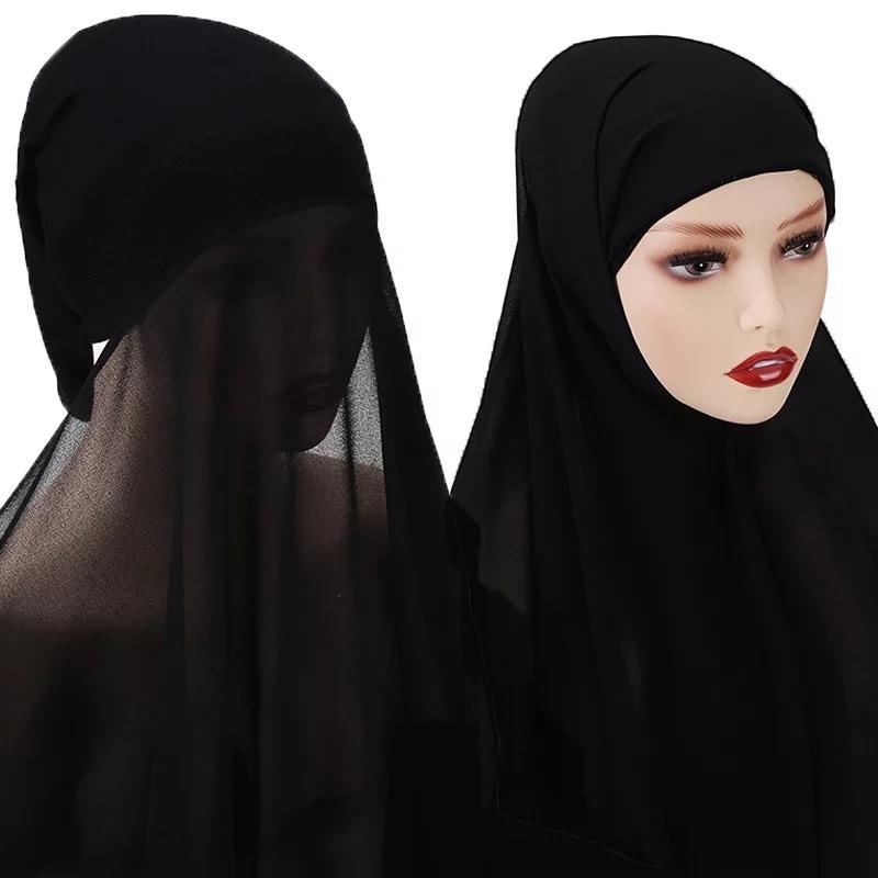 Black instant crepe chiffon hijab