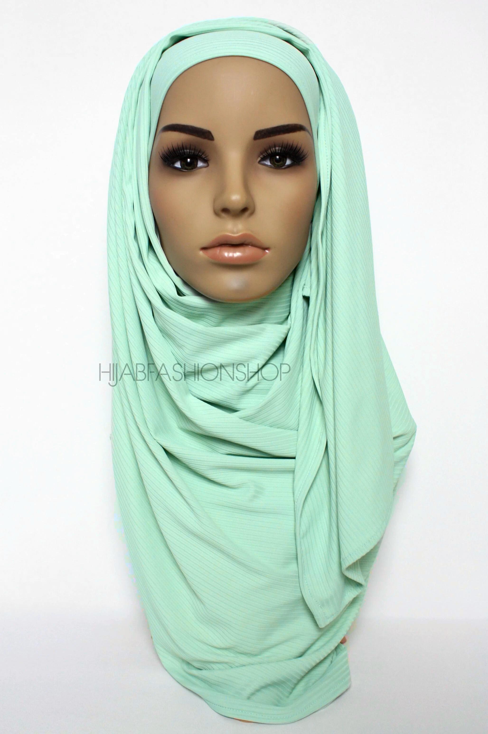 mint ribbed jersey hijab