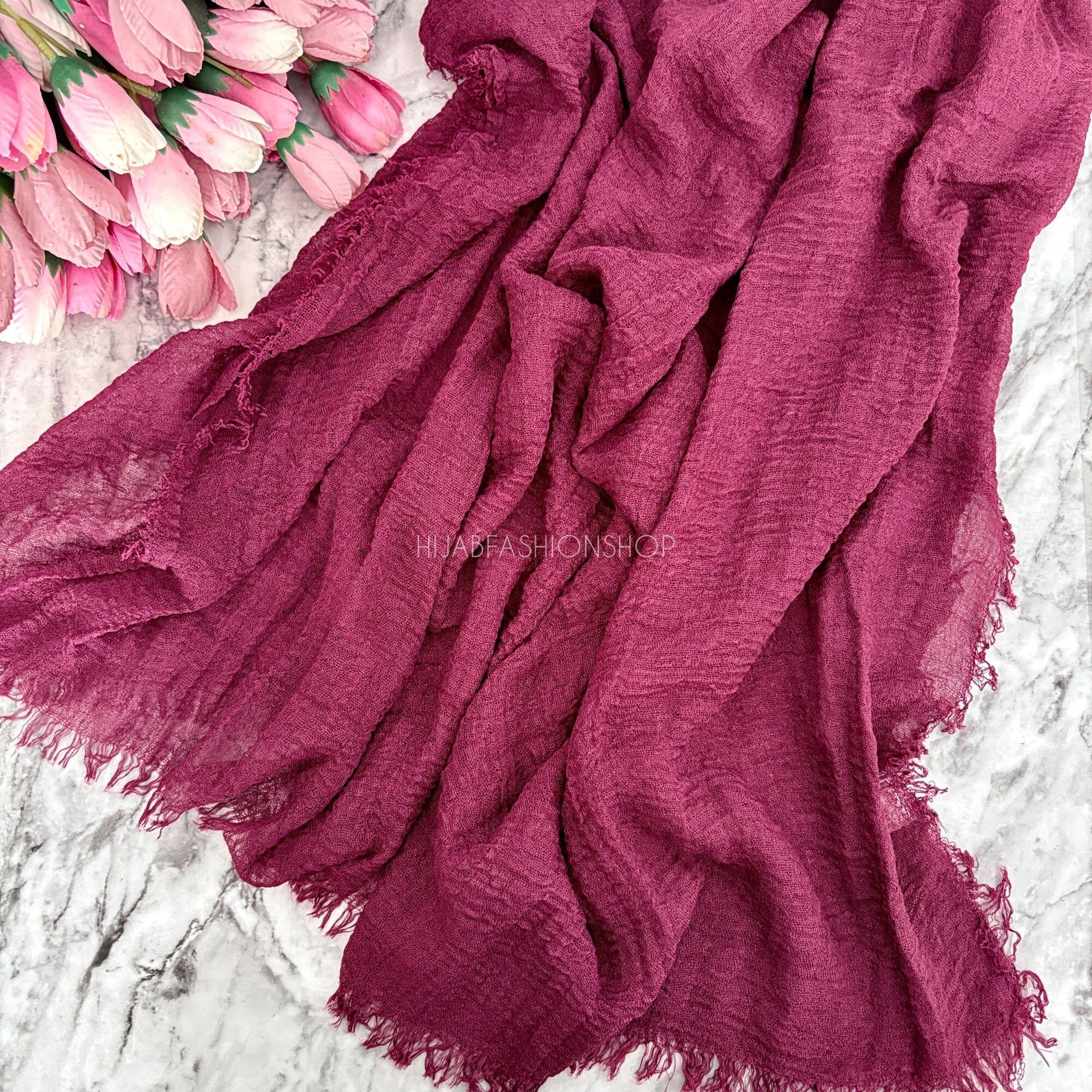 maroon crimp crinkle hijab