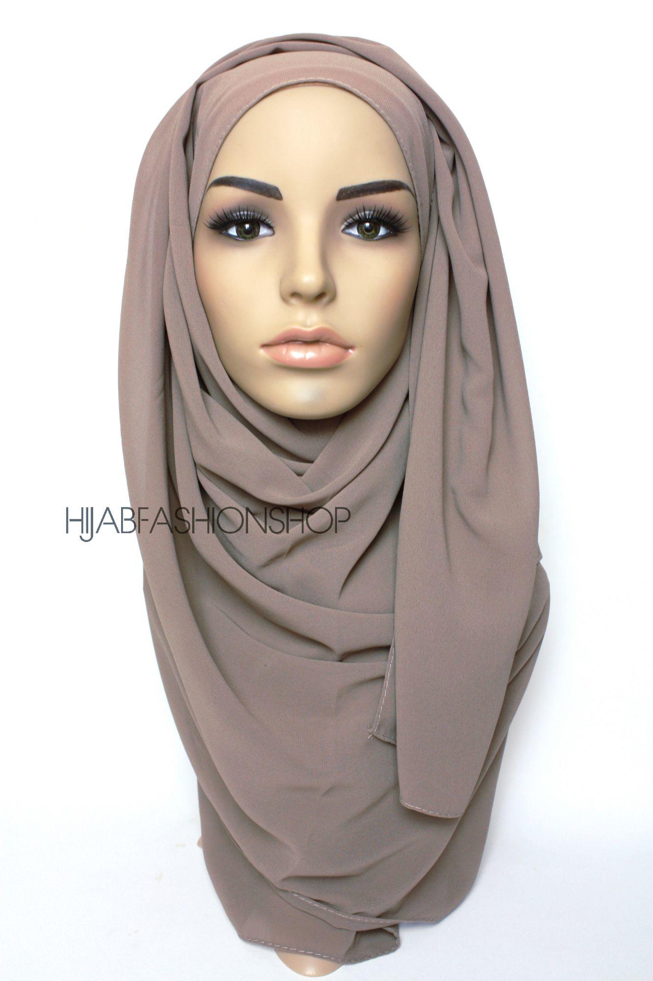 taupe crepe chiffon hijab