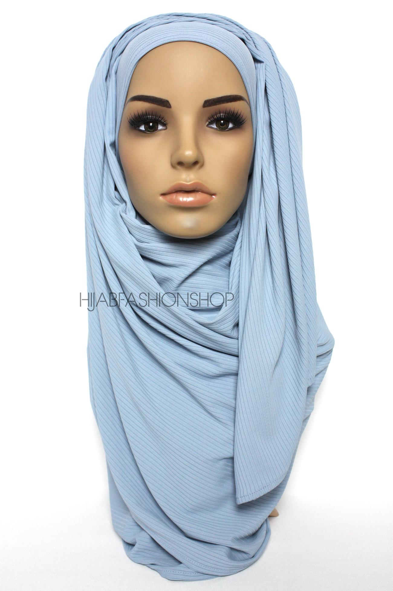 baby blue ribbed jersey hijab