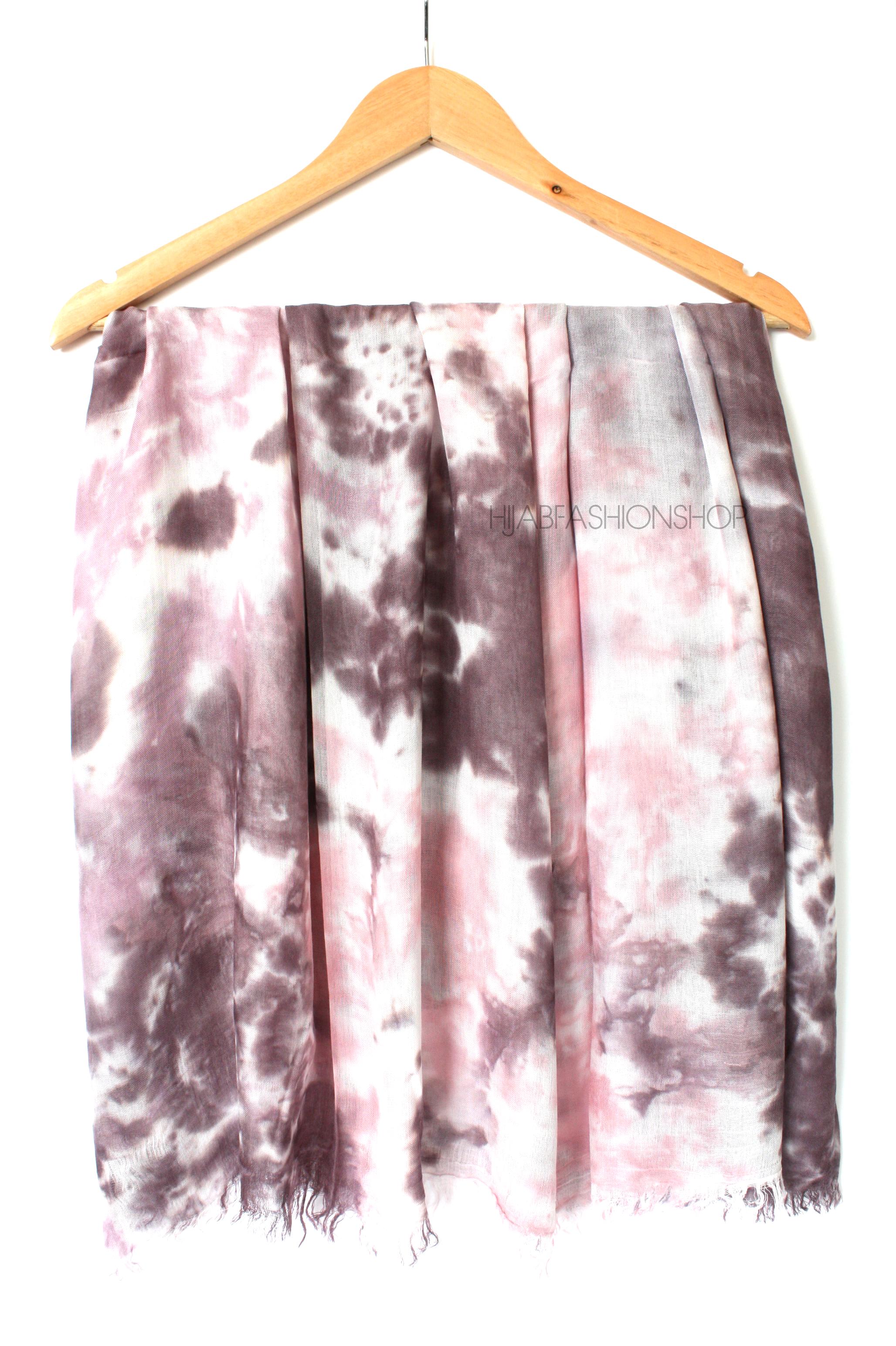 pink and purple tie dye splash print hijab