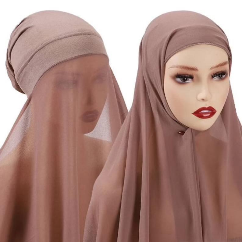 Taupe instant crepe chiffon hijab