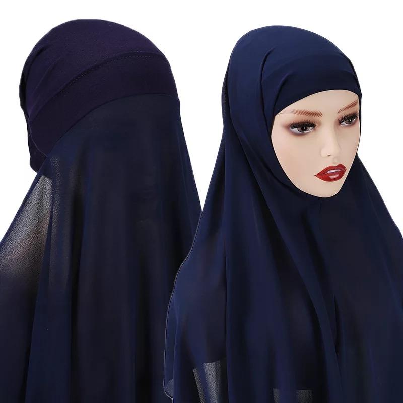 Navy instant crepe chiffon hijab