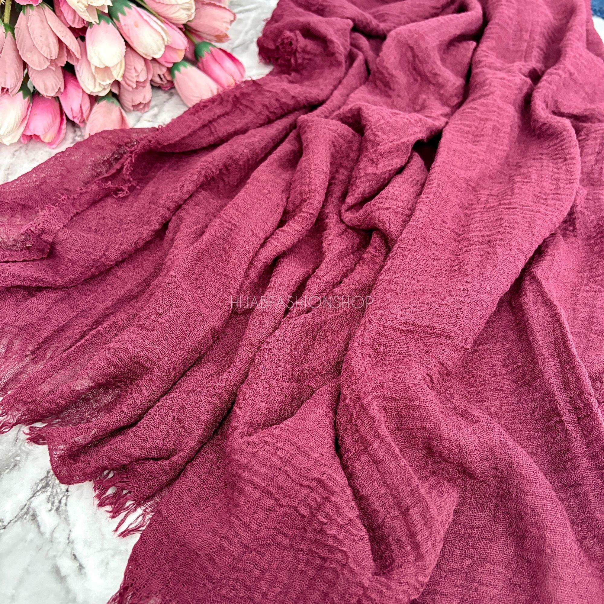 maroon crimp crinkle hijab