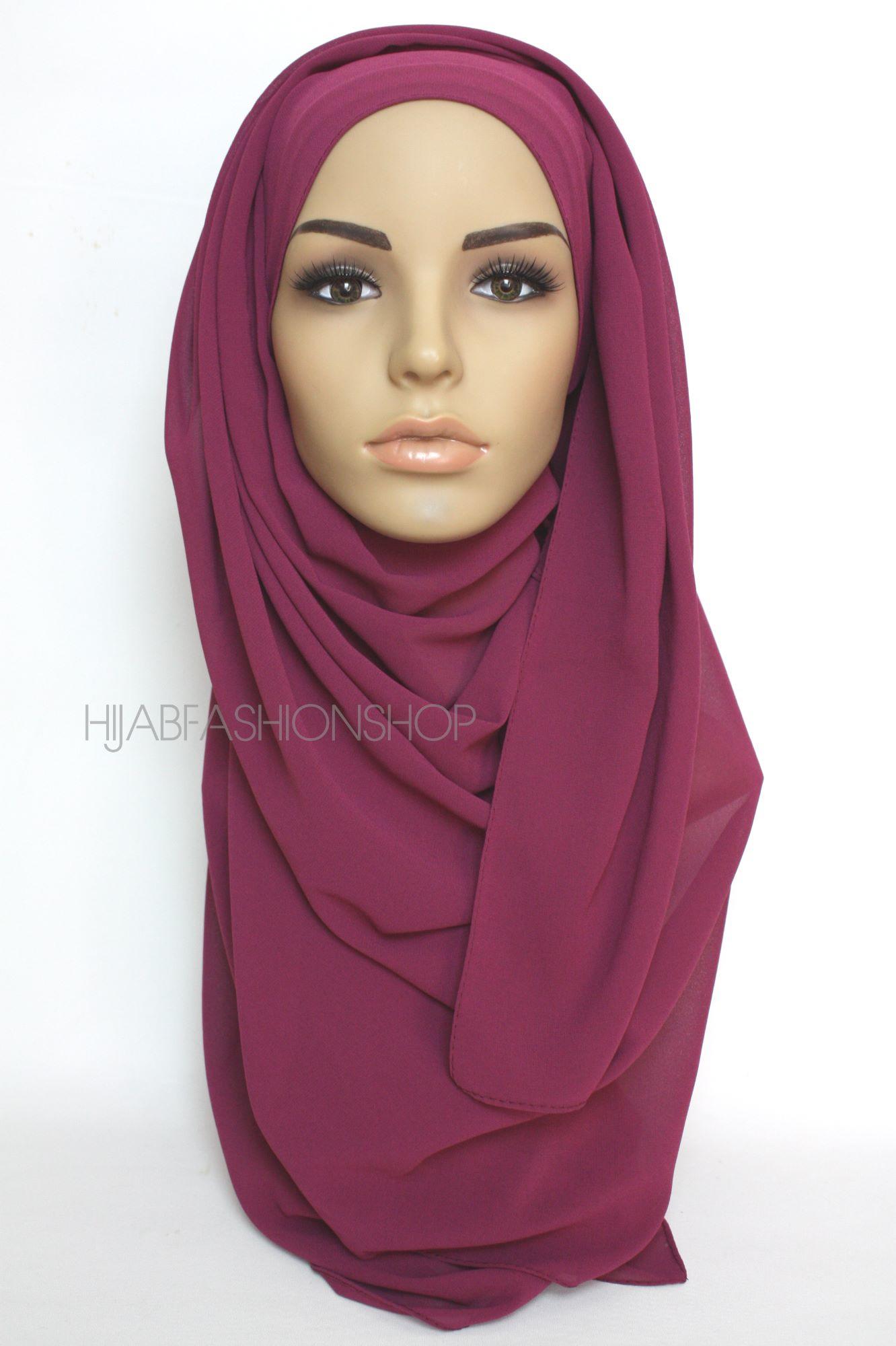 raspberry purple crepe chiffon hijab