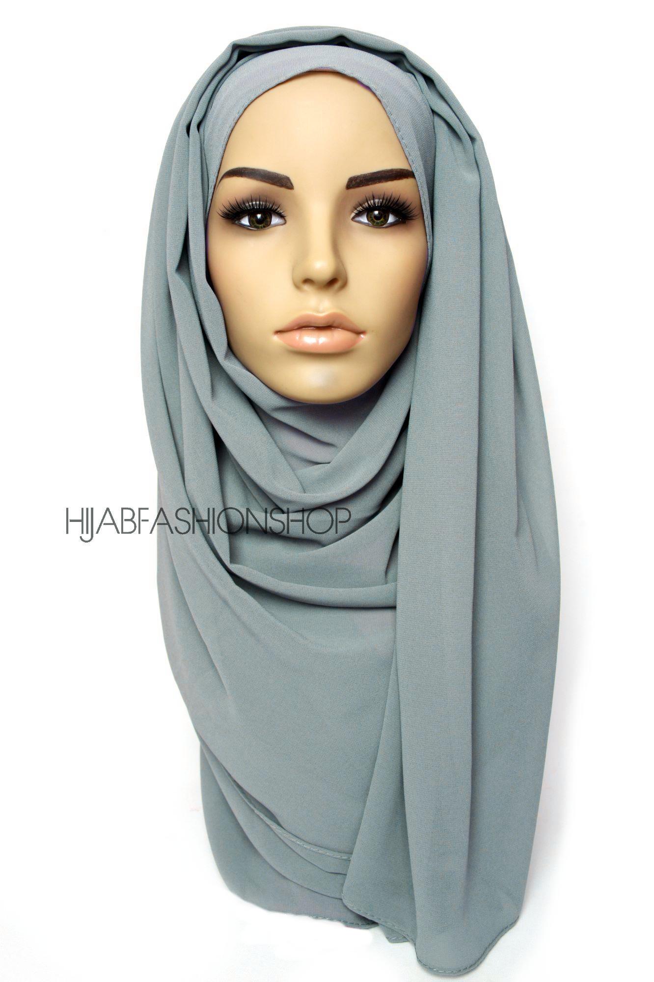 cold grey crepe chiffon hijab