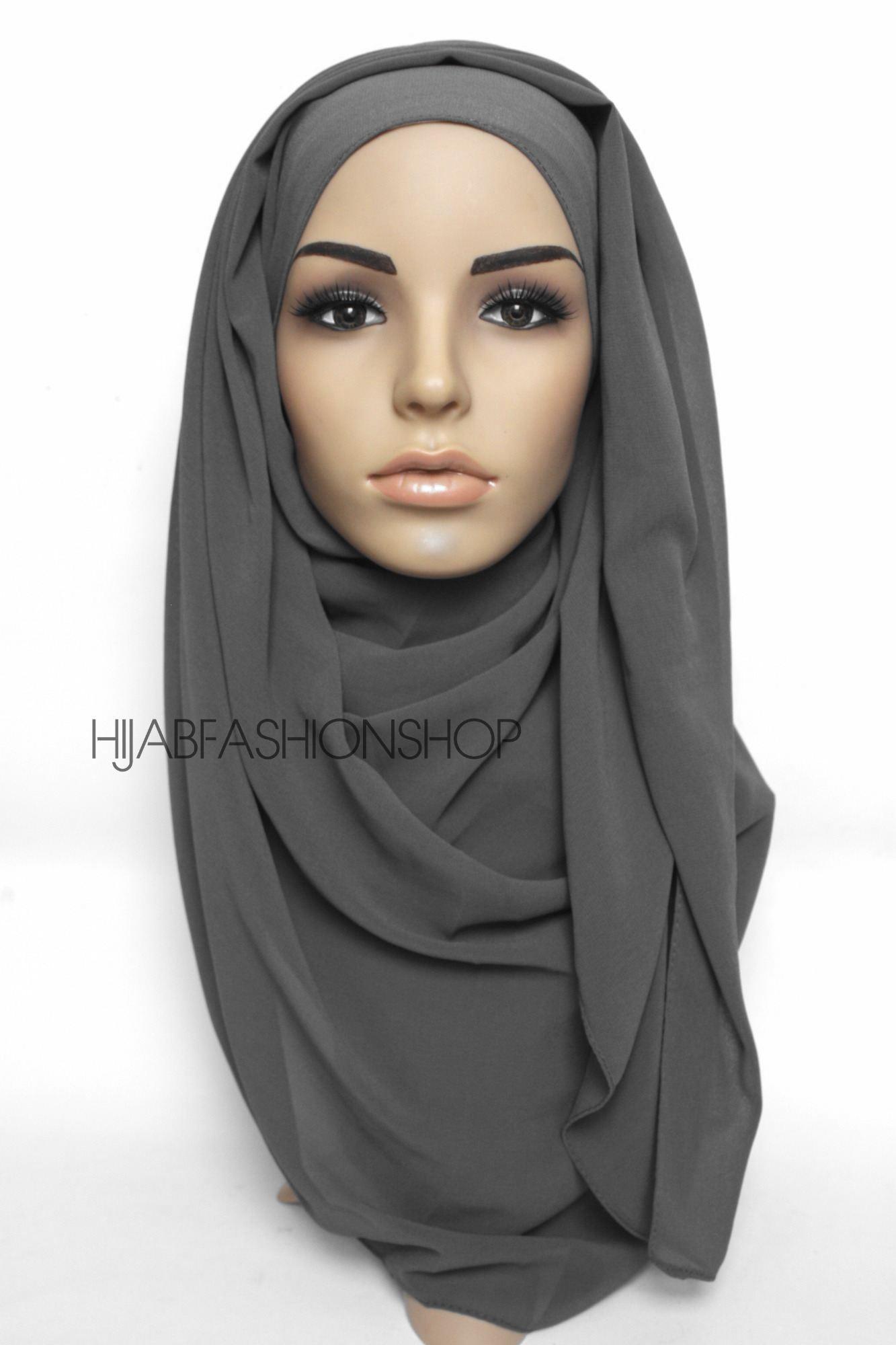 charcoal crepe chiffon hijab