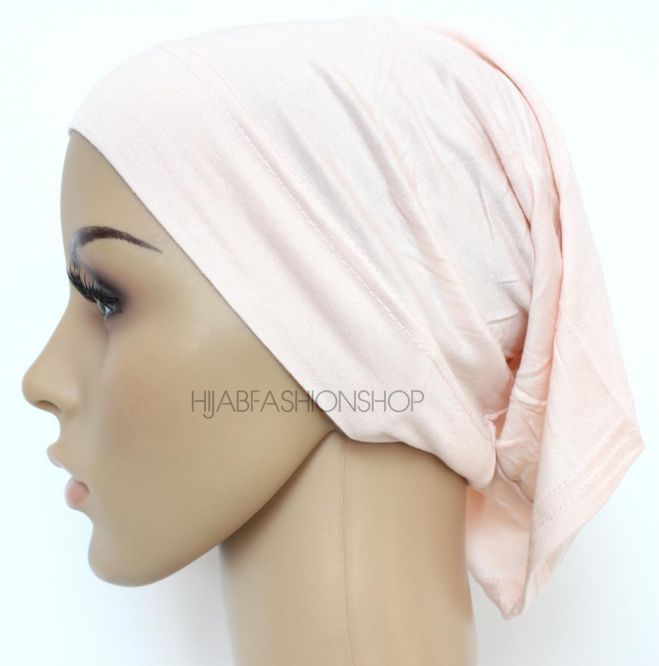pale pink tube hijab cap