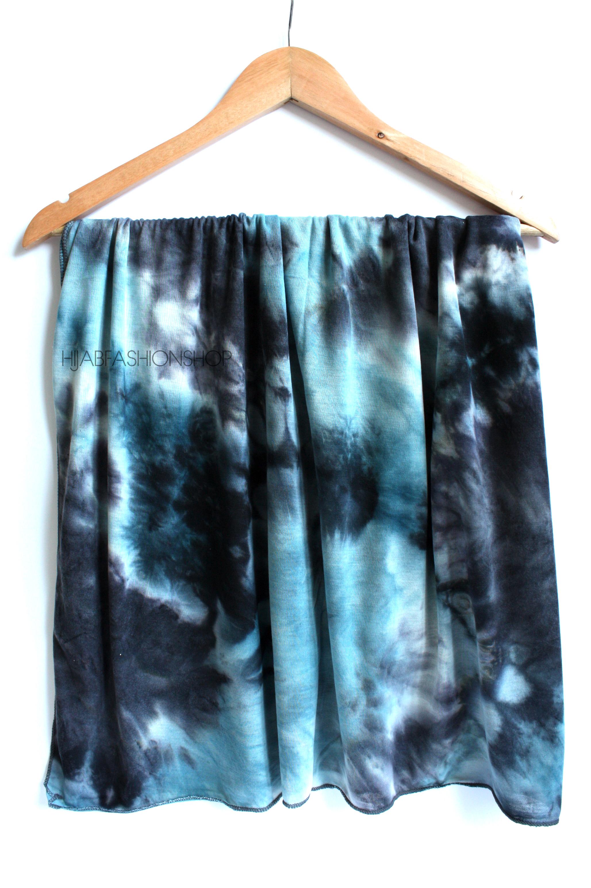 teal and black tie dye jersey hijab